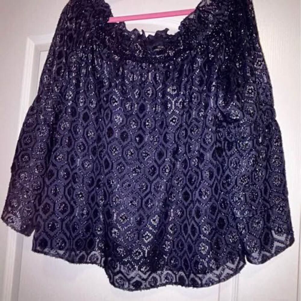 Lucky Brand navy blue sparkle top woman’s XL